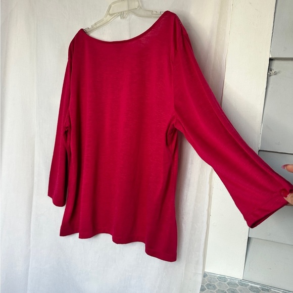 3/$20 💥 White Stag Pink Floral Burnout Print Relaxed Fit 3/4 Sleeve Blouse - Picture 5 of 17